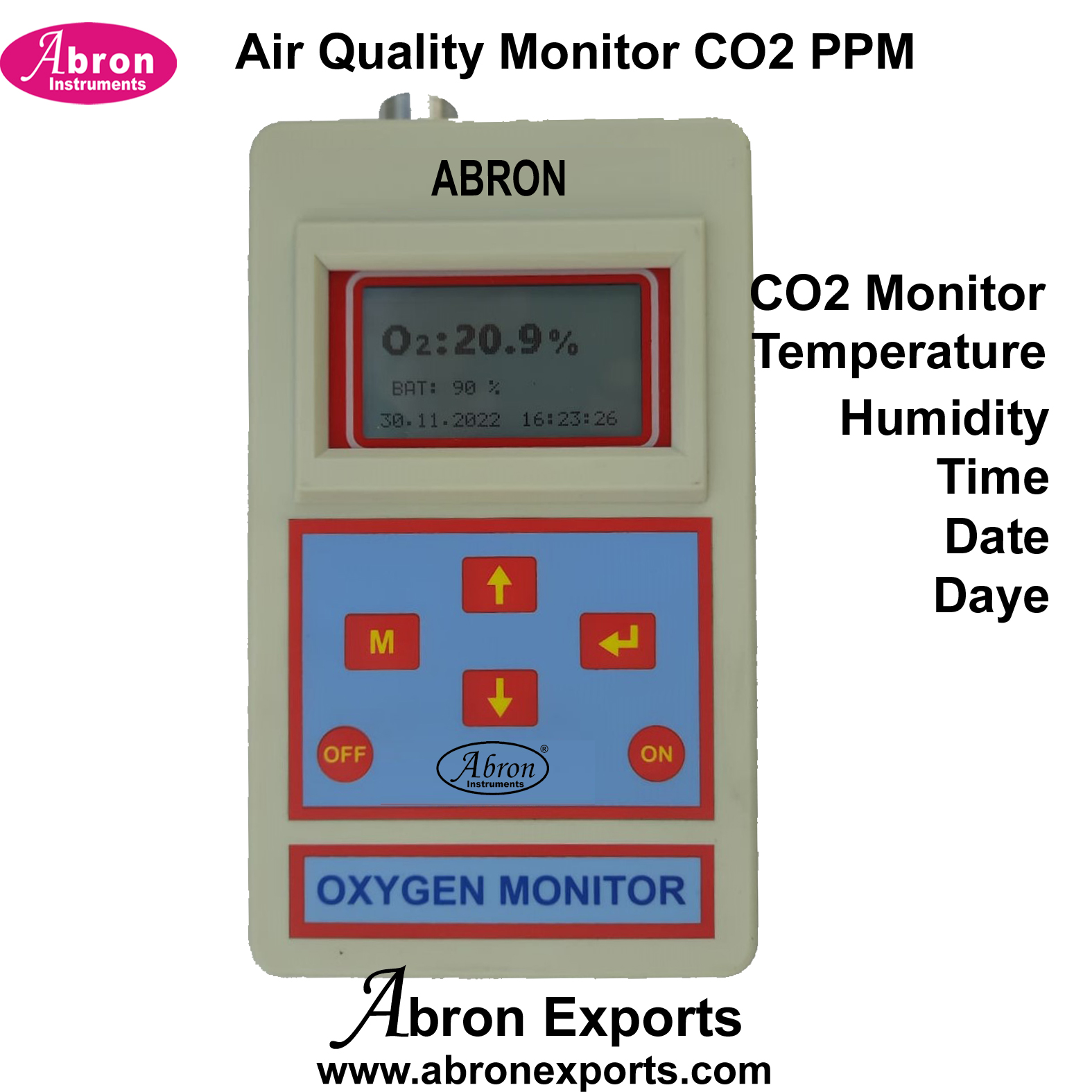 Air Quality Monitor Digital Oxygen Meter For Ambient Air Abron OPM250 Abron AM-130AQO 
